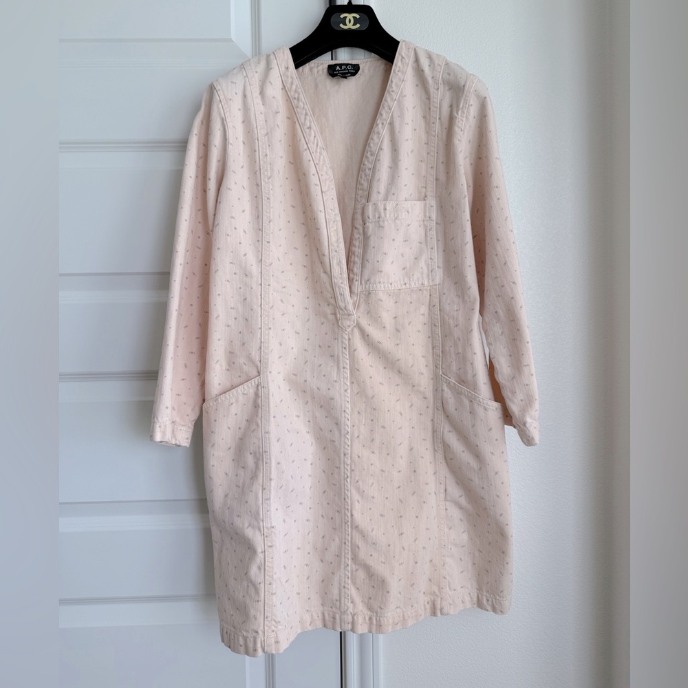 A.P.C. Rue Madame Paris Light Pink Cotton Tunic Dress - Size 38 (US 6)